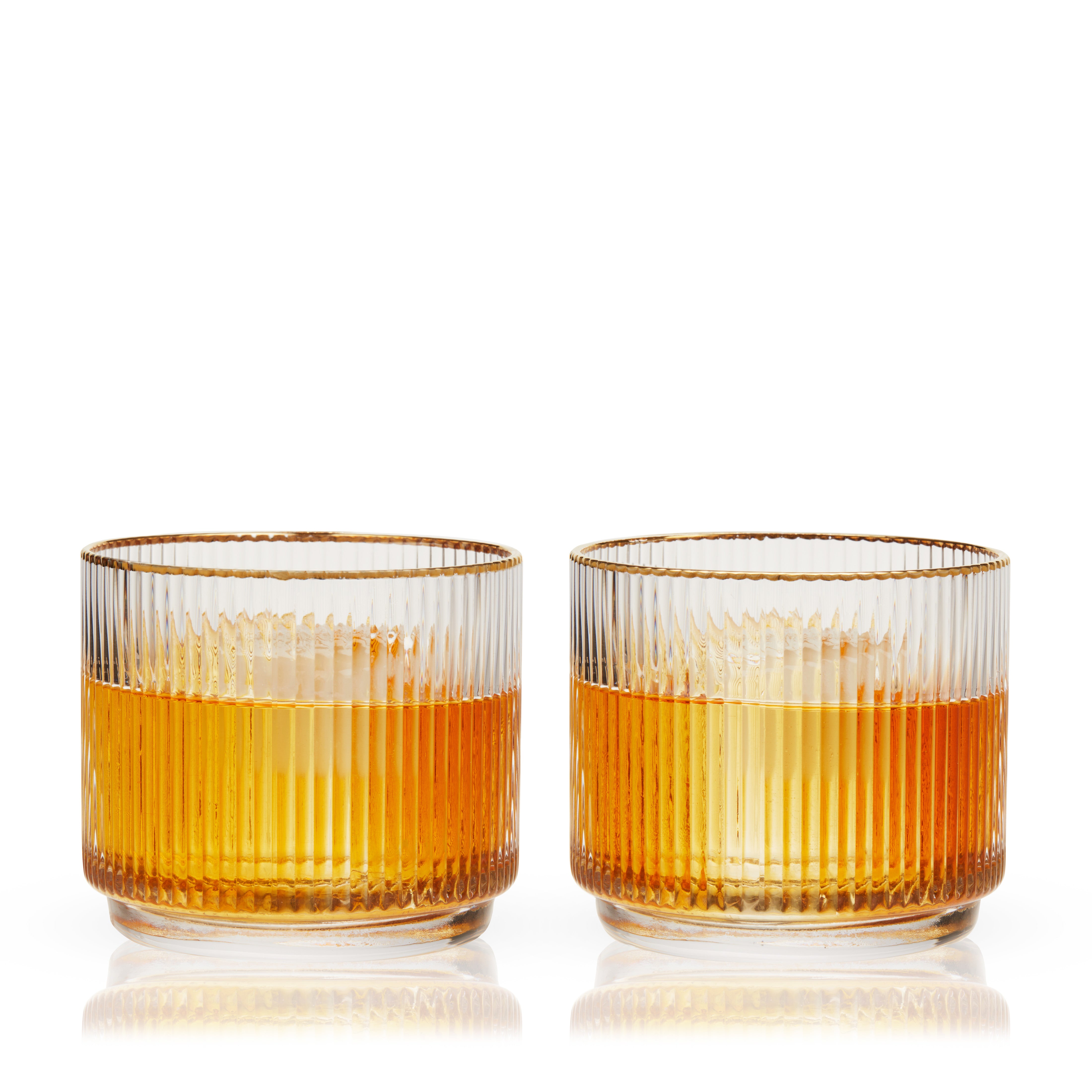 Premium Meridian Crystal Lowball Tumblers Set of 2 - Elegant Whiskey Glasses for Bourbon, Scotch & Cocktails - Perfect for Home Bar, Gifts & Entertaining