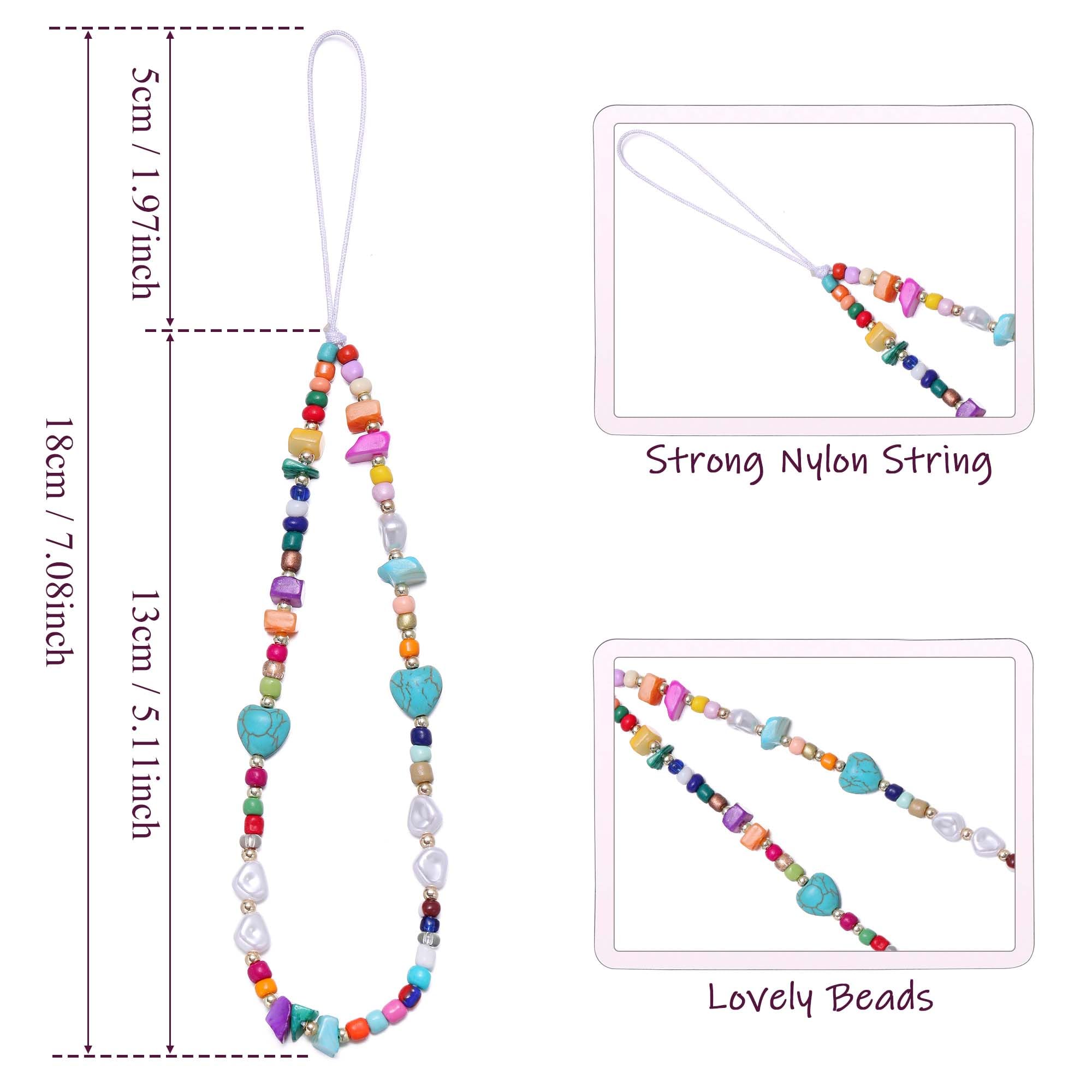 Handmade Beaded Phone Charm with Tether Tab - Adjustable Wrist Strap for iPhone Samsung Phone Cases | Cute Accessory for Keys, Bags & Everyday Carry