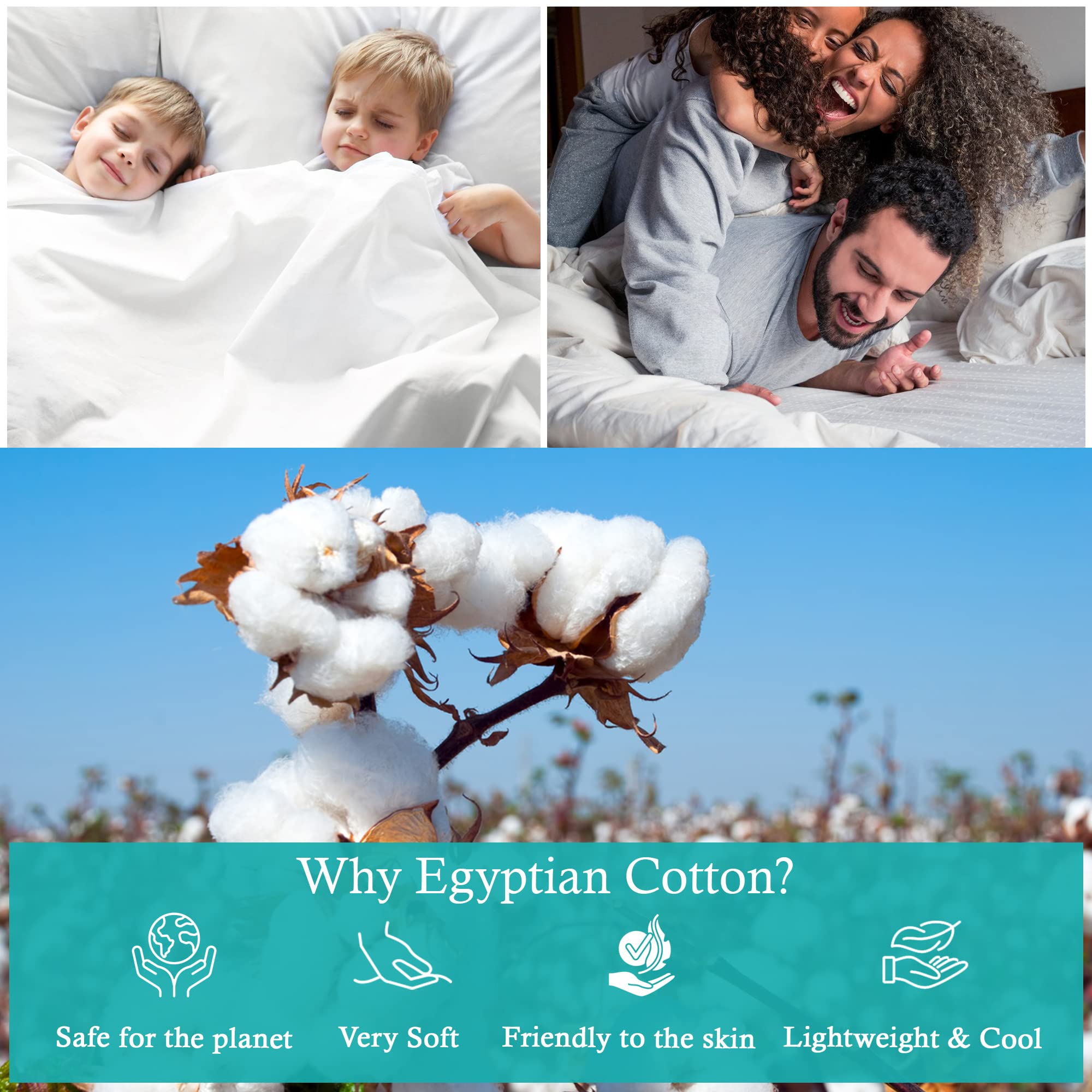Luxury 600 Thread Count Egyptian Cotton Queen Sheet Set - 4 Piece Sateen Bedding with Deep Pockets (Flat Sheet, Fitted Sheet, 2 Pillowcases) - Premium Long Staple Cotton for Queen Size Bed - Hotel Quality Soft Ivory Sheets - Perfect for Master Bedroom, Guest Room & Vacation Homes
