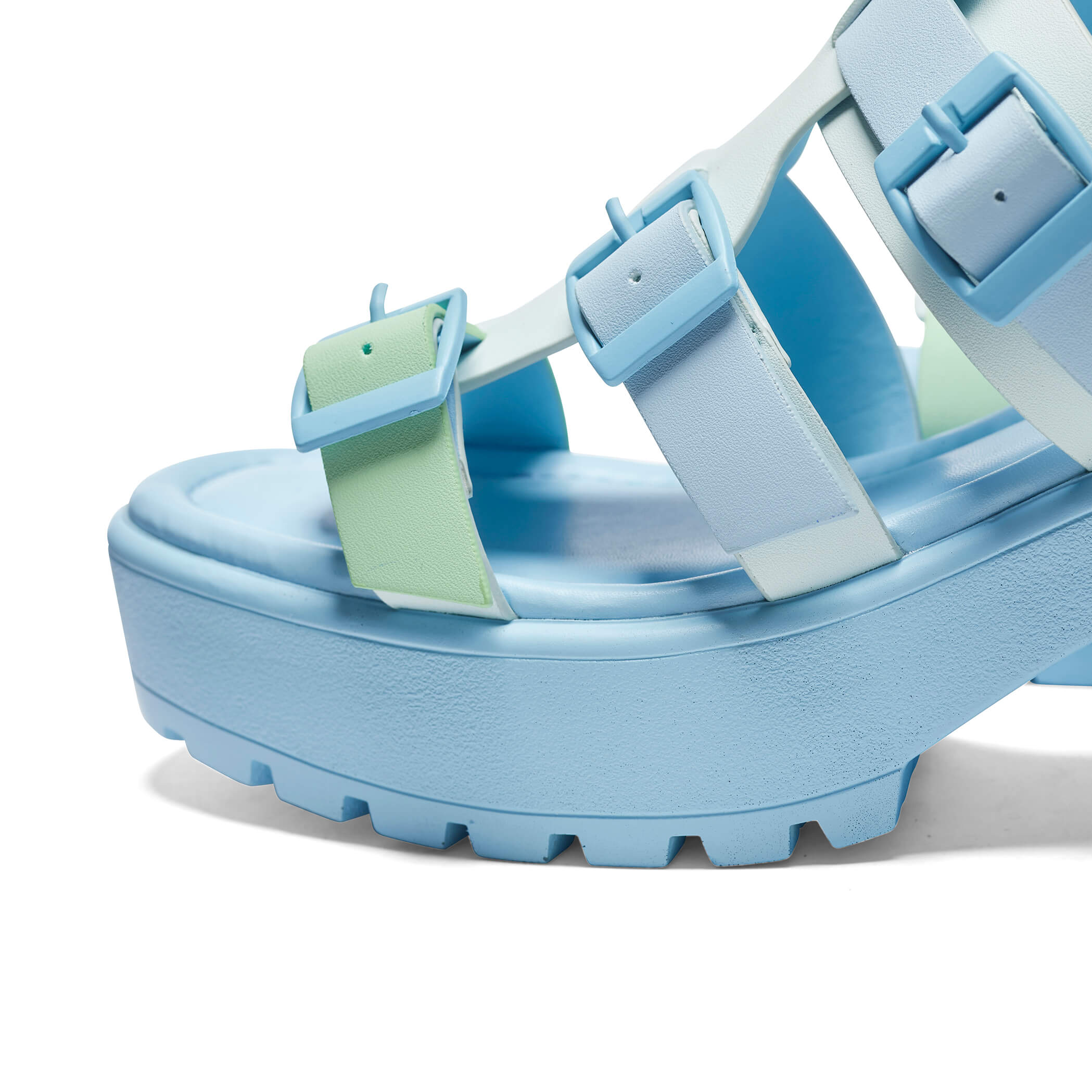 Sugar Season Chunky Buckle Sandals for Women - Trendy Blue Summer Slides | Comfortable Casual Beach Shoes for Outdoor Walking & Vacation