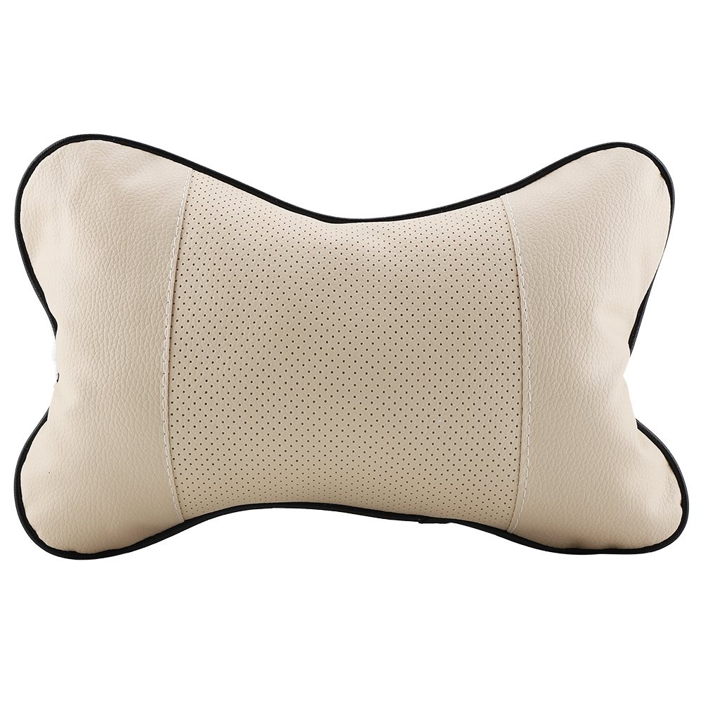 Premium Car Neck Pillow for Travel - Soft Breathable Headrest Support Cushion (25x16x7cm, Beige) | Comfortable Auto Seat Pillow for Long Drives, Road Trips & Commuting