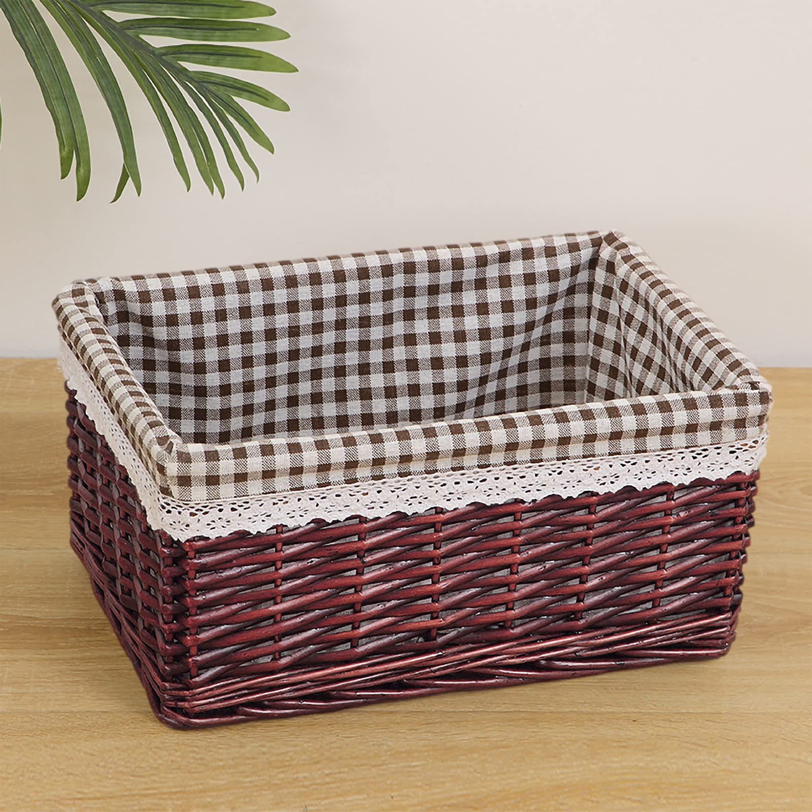 Rismart Handmade Wicker Storage Baskets - Natural Woven Decorative Organizing Bins for Bedroom, Bathroom, Shelf & Coffee Table - Perfect for Home Organization & Farmhouse Decor
