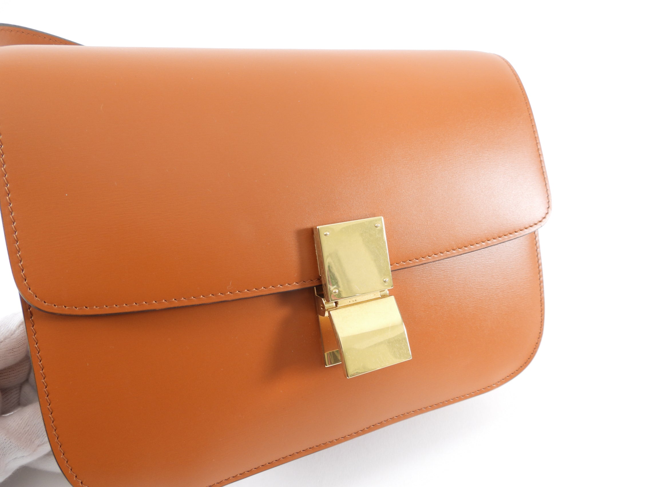 Celine Medium Brown Smooth Calfskin Box Shoulder Bag - Luxury Leather Handbag for Women | Perfect for Work, Travel & Everyday Use