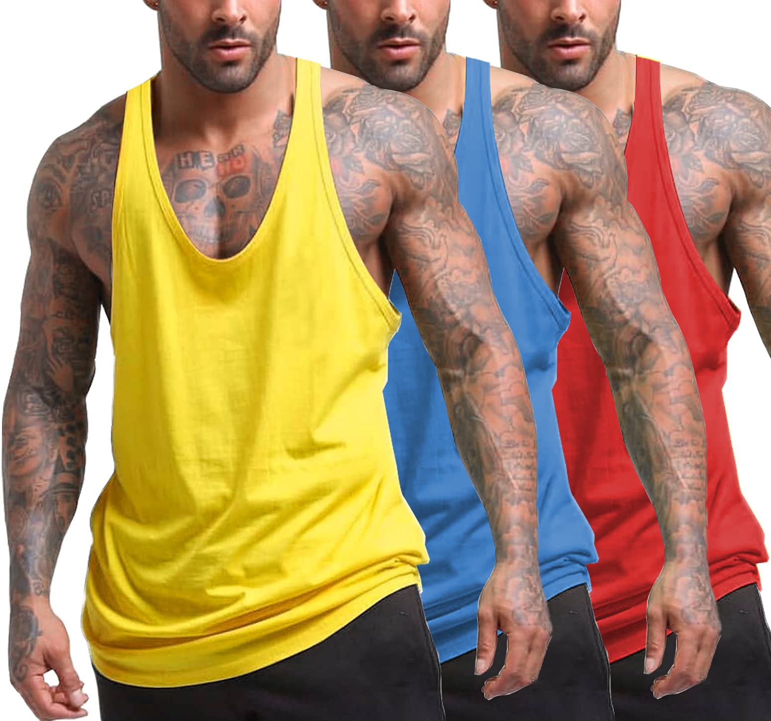 COOFANDY Men's 3 Pack Sleeveless Workout Tank Tops - Moisture Wicking Gym Shirts for Bodybuilding, Fitness & Muscle Training - Perfect for Gym, Running & Summer Outdoor Activities