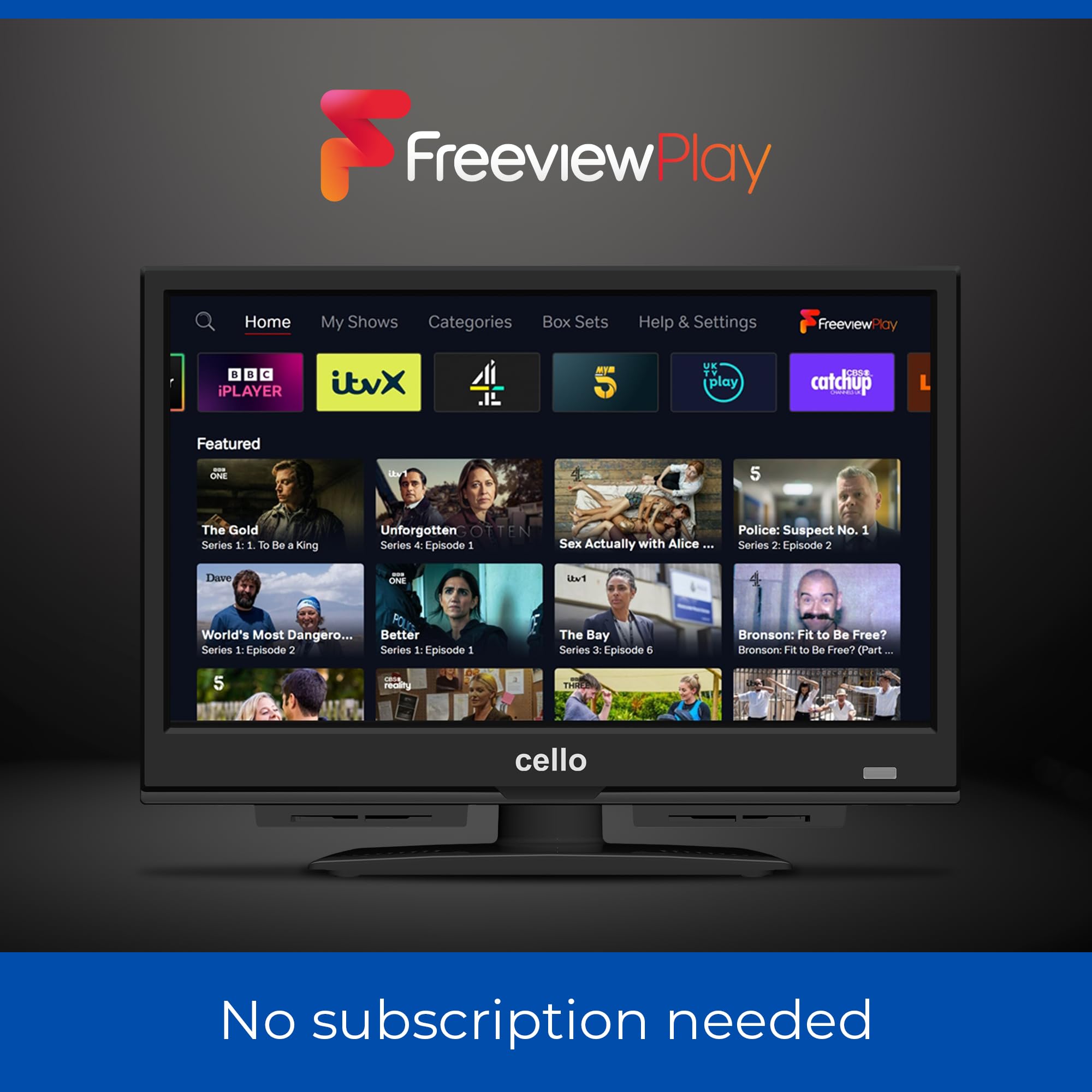 12V 16-Inch Smart TV for Campervans, Boats & RVs - UK Made Cello TV with WebOS, Freeview Play, Bluetooth | Perfect for Camping, Marine & Mobile Living