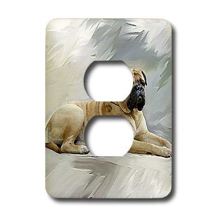 3D Rose Bullmastiff Dog Outlet Cover - Decorative Electrical Socket Cover Plate - Perfect for Pet Lovers, Home Decor, and Child Safety Protection