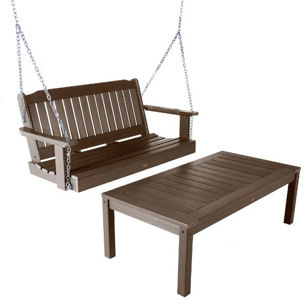 Lehigh 4ft Swing and Coffee Table - Versatile Indoor/Outdoor Furniture for Patio, Living Room, or Office Use