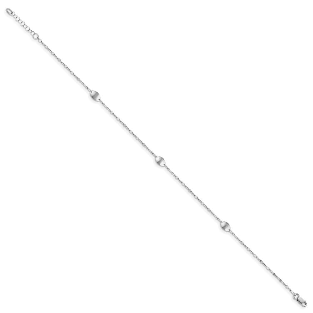 14K White Gold Polished Diamond Anklet for Women - Elegant Ankle Bracelet for Everyday Wear & Special Occasions | Diamond2Deal