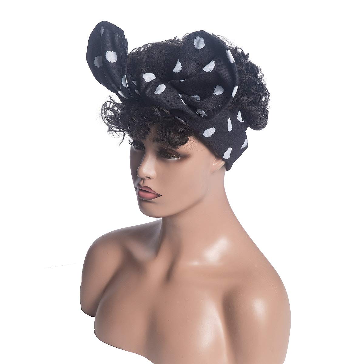 Short Curly Head-Wrap Wig with Rabbit Headband - Synthetic Afro Curly Wig with Bangs for Black Women - Perfect for Cosplay, Halloween, and Everyday Stylish Looks