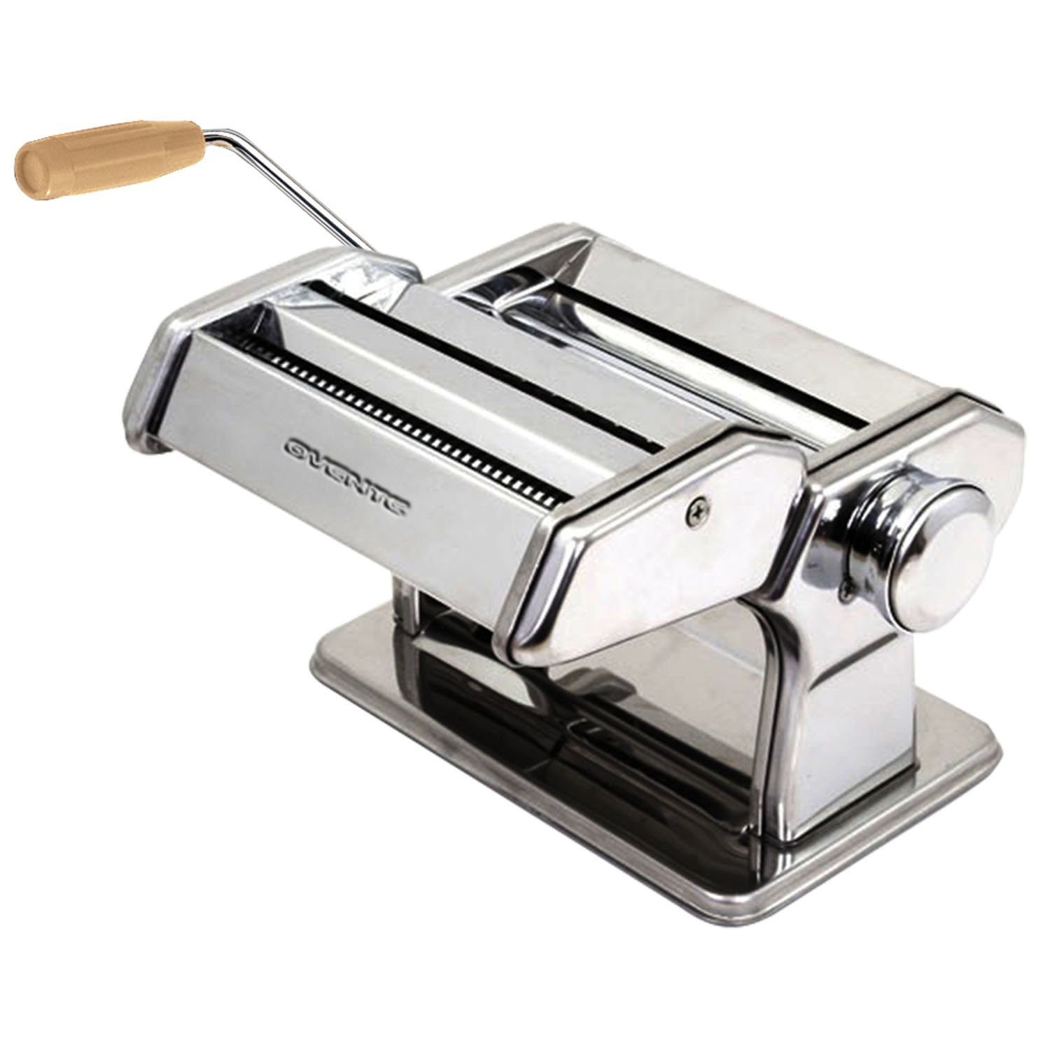 OVENTE Stainless Steel Manual Pasta Maker Machine - 7 Adjustable Thickness Settings for Homemade Spaghetti, Fettuccine, Lasagna & Dumpling Wrappers | Perfect for Italian Cuisine, Asian Dumplings & Family Cooking Activities (Silver, Model PA515S)