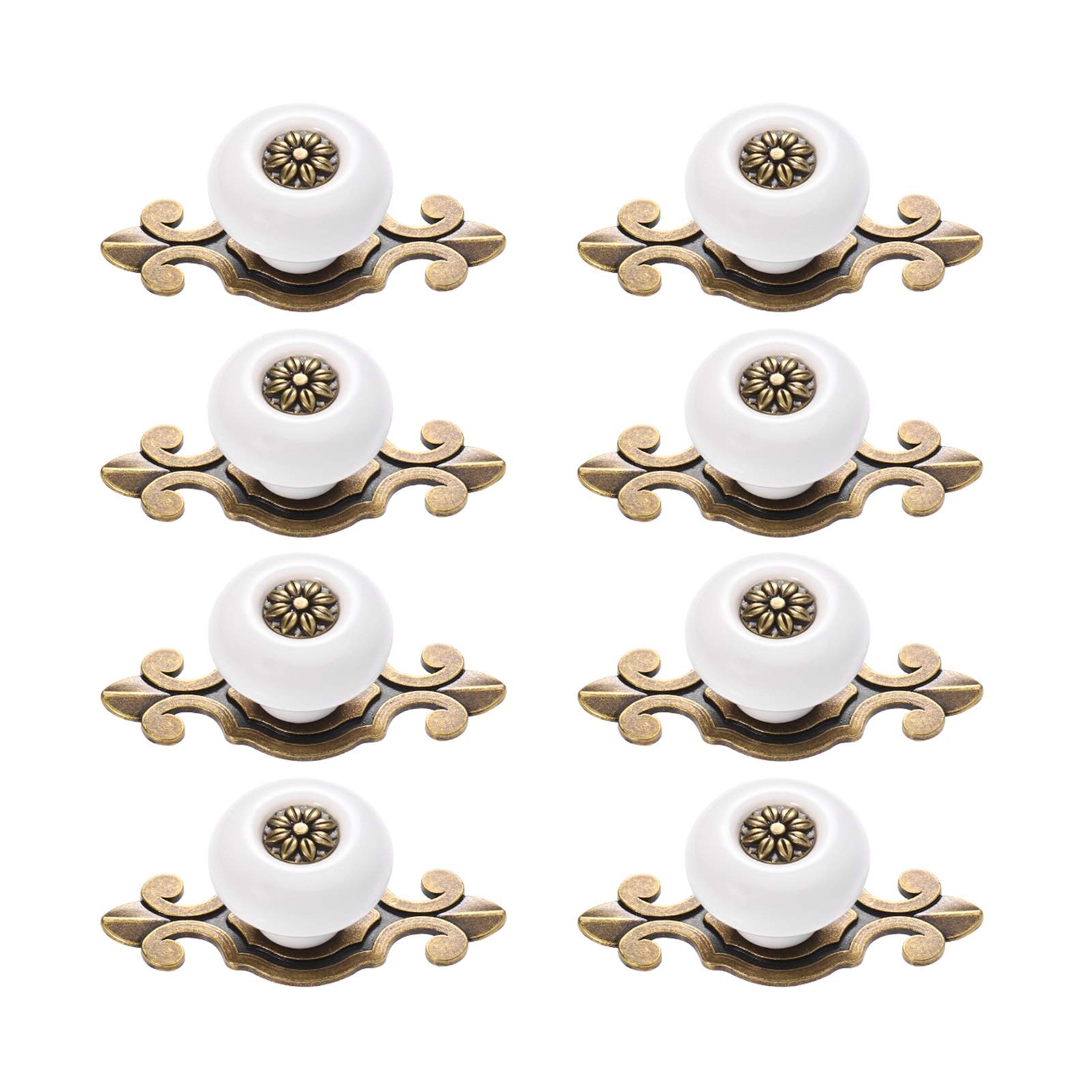 Vintage Retro Style Metal Cabinet Door Handles - 8pcs White & Tanned Pull Handles for Wardrobe, Kitchen Cabinet, Cupboard & Drawer - Durable Hardware for Home Decor & Furniture Upgrade