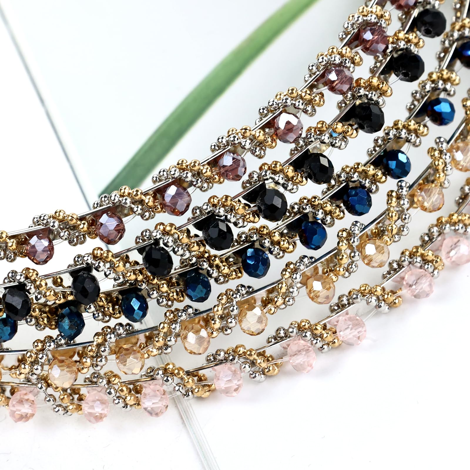 Sparkly Crystal Rhinestone Metal Thin Headbands for Women - 5 Pack Wedding, Party, Prom Hair Accessories - Elegant Hair Hoops for Girls & Teens - Perfect for Bridal, Birthday & Special Occasions