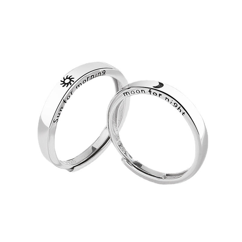 Sun and Moon Couple Rings for Women & Men - Sterling Silver Matching Promise Rings - Perfect for Anniversaries, Weddings, and Romantic Gifts
