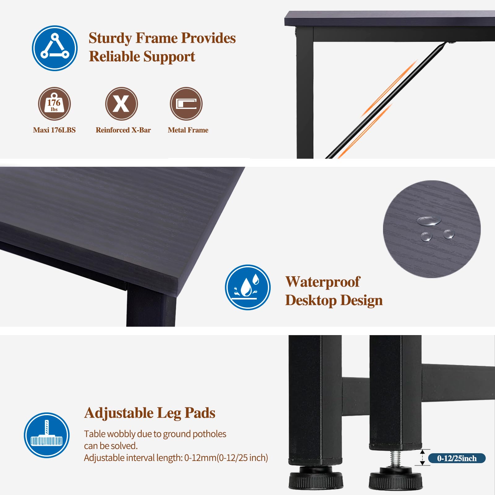 32 Inch Computer Desk for Home Office - Small Study Desk with Laptop Stand, Black Workstation for Bedroom, Gaming & Dining | Compact Space-Saving Design for Small Rooms & Apartments