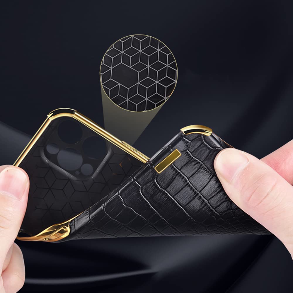 360° Rotating Ring Holder Case for iPhone 13 - Slim Soft Bumper with Crocodile/Snake Skin Texture - Protective Cover for Women & Men (6.1 Inch, Black) | Perfect for Hands-Free Viewing, Secure Grip & Everyday Protection
