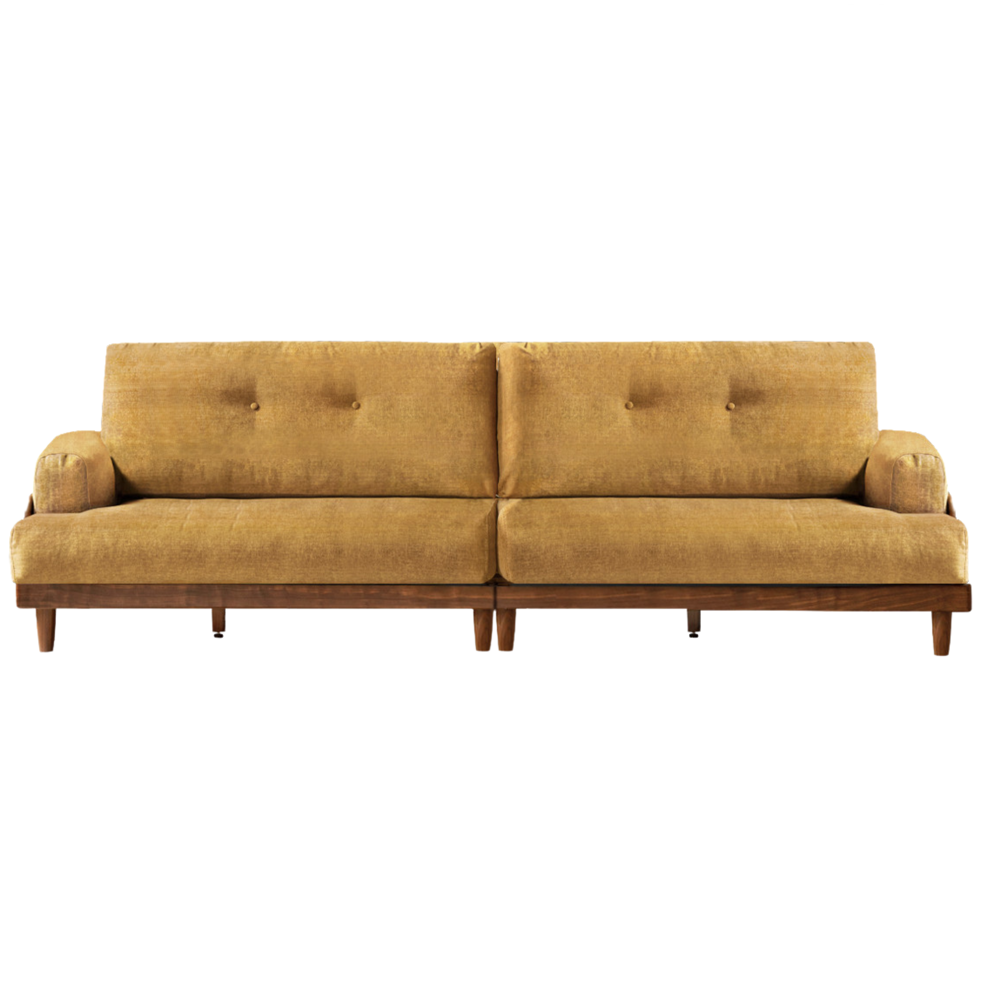 Premium Black Walnut Solid Wood Sofa - Genuine Leather & Fabric Upholstery, Modern Living Room Furniture for Home & Office Comfort