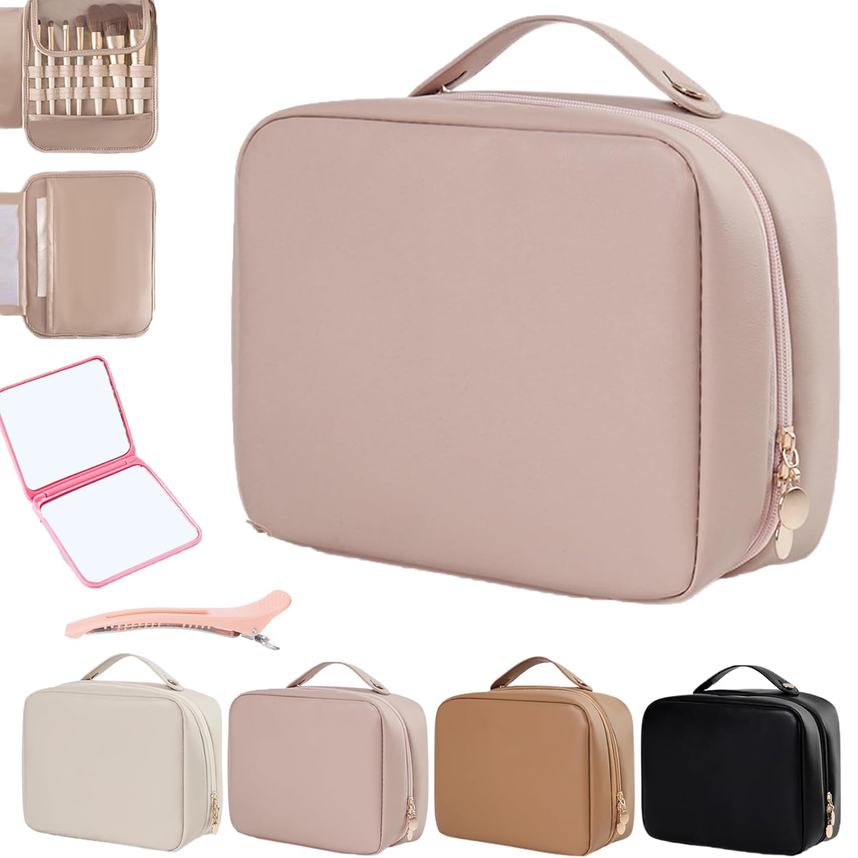 Setpatient Multi-Compartment Toiletry & Cosmetic Bag for Women - Large Travel Makeup Organizer with Multiple Pockets, Pink - Perfect for Vacation, Gym, Business Trips & Daily Essentials Storage