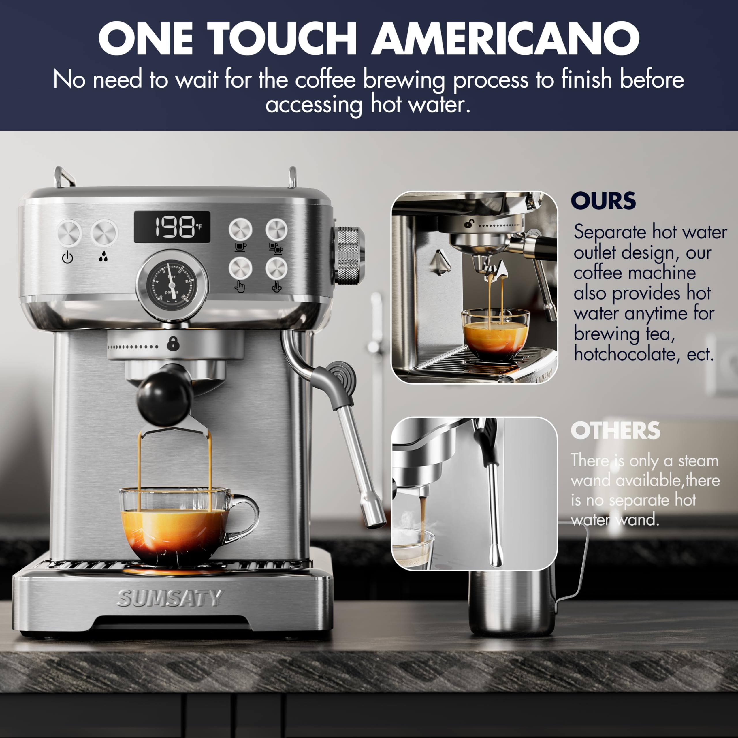 Premium Stainless Steel Espresso Machine with Milk Frother - 20 Bar Pressure, 1.8L Water Tank for Home Baristas - Perfect for Crafting Lattes, Cappuccinos & Macchiatos - Ideal for Coffee Shops, Offices & Gifts