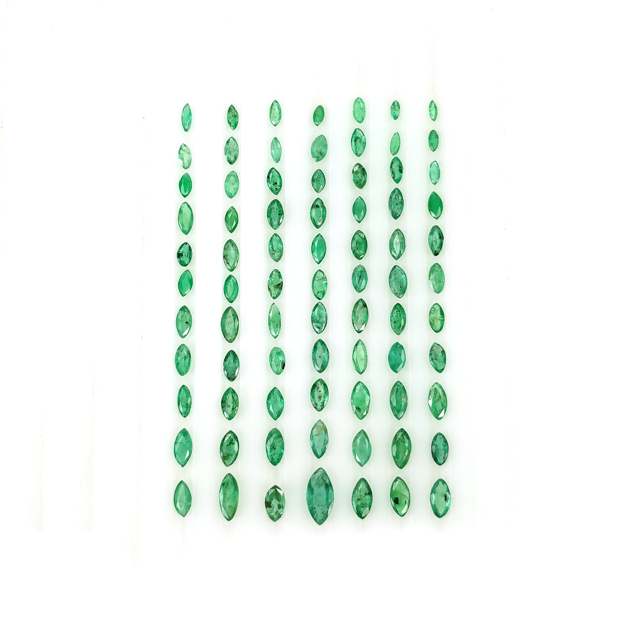 Natural Untreated Green Emerald Gemstone - 6.40cts Marquise Cut (7x3.5mm) - 77pcs for Jewelry Making, Engagement Rings & DIY Crafts