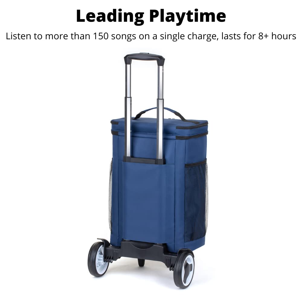 #1 Best Selling Rolling Cooler with Bluetooth Speakers - 20W Portable Rechargeable Cooler for Outdoor Parties, Beach, Camping & Tailgating | Compatible with iPhone & Android (Blue) - Perfect for BBQs, Music Festivals, Boat Trips & Picnics