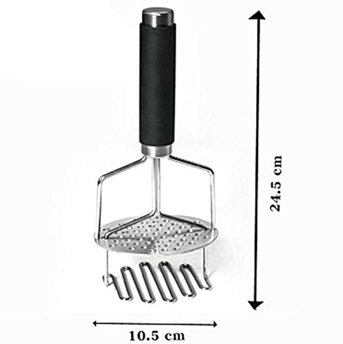 WOIWO Stainless Steel Potato Masher - Heavy Duty Kitchen Tool for Smooth Mashed Potatoes, Vegetables & Baby Food - Perfect for Cooking, Baking & Meal Prep