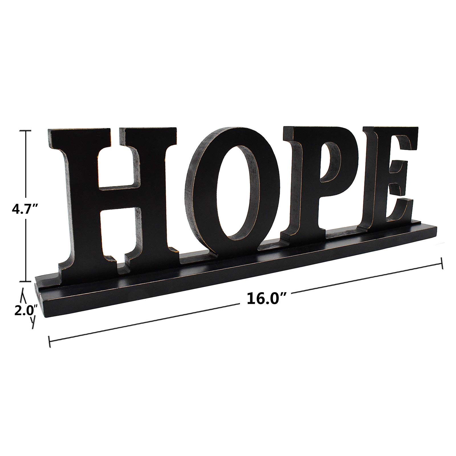 Rustic Wood Hope Letter Sign - Free Standing Home Decor for Farmhouse, Living Room, Bedroom & Office - Inspirational Tabletop Word Sign for Wall, Shelf & Mantel