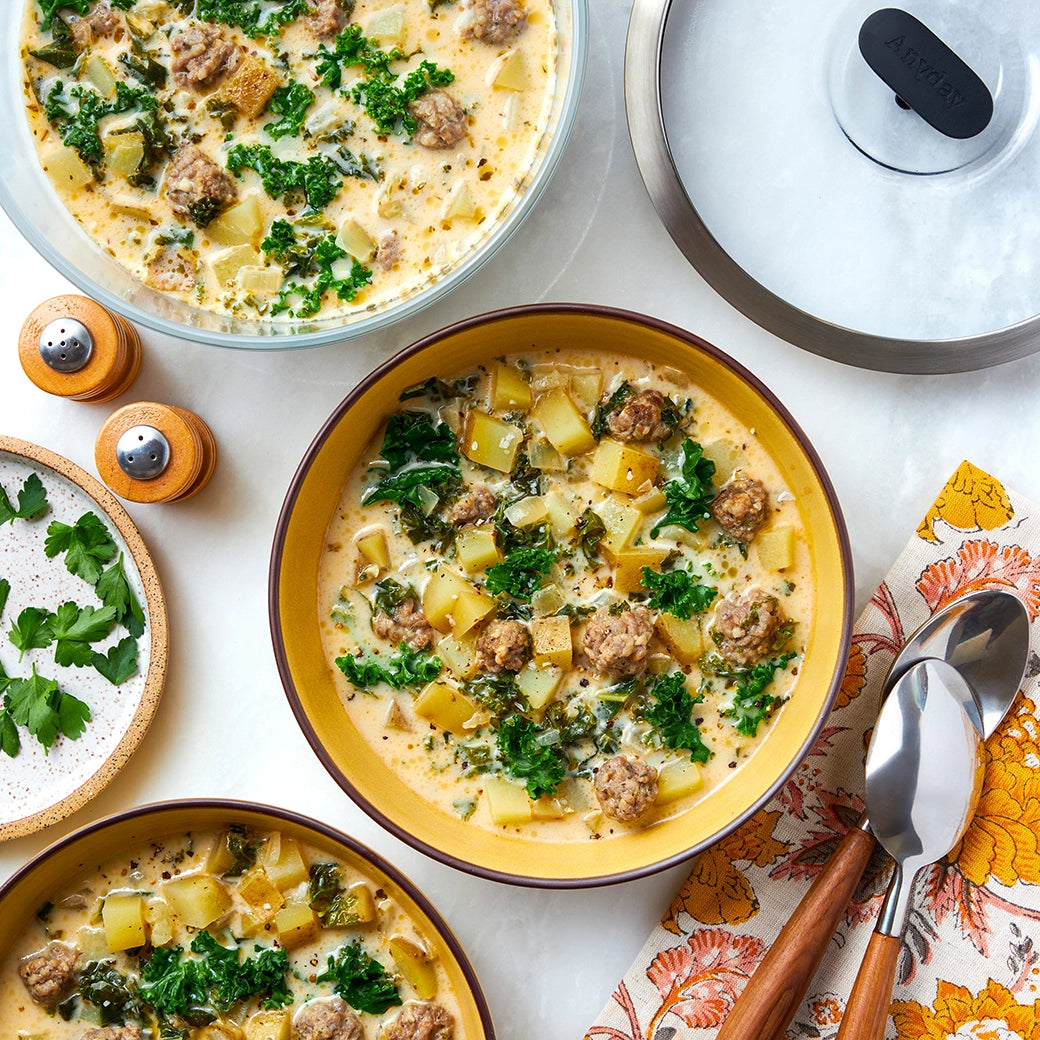 Microwave Zuppa Toscana Soup - Easy Italian Sausage & Kale Soup - Quick 5-Minute Meal for Busy Weeknights & Office Lunches