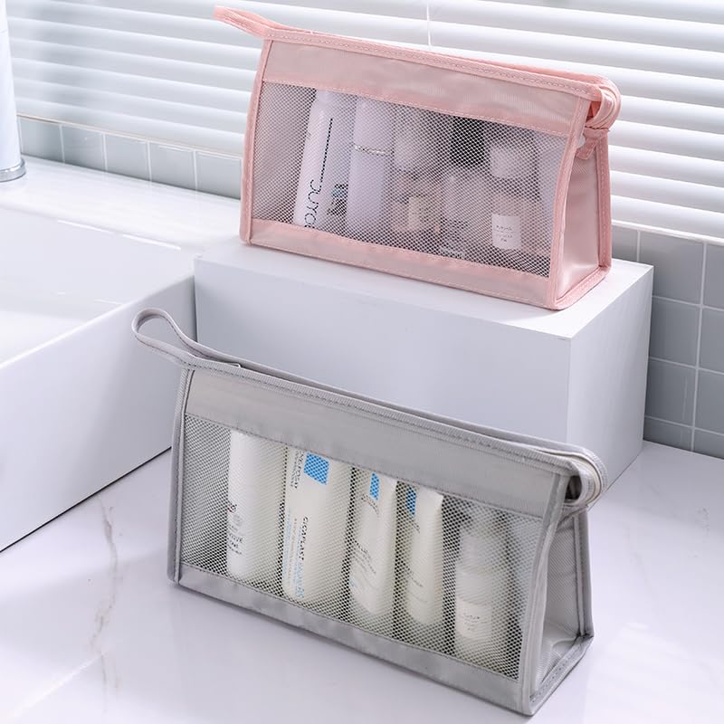 Waterproof Travel Toiletry Bag for Women & Men - Portable Cosmetic Makeup Organizer Pouch with Multiple Compartments for Toiletries, Brushes & Travel Essentials (Grey) - Perfect for Airplane Carry-on, Weekend Getaways & Gym Use