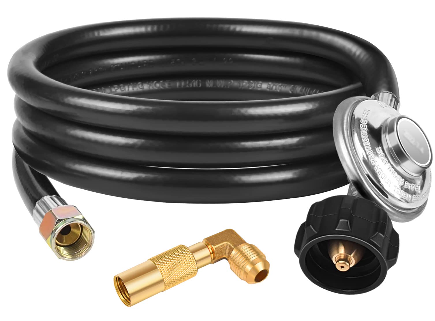 DOZYANT 6 Feet Propane Regulator and Hose - QCC1 Universal Grill Regulator Replacement with 90° Elbow Adapter for Blackstone 17
