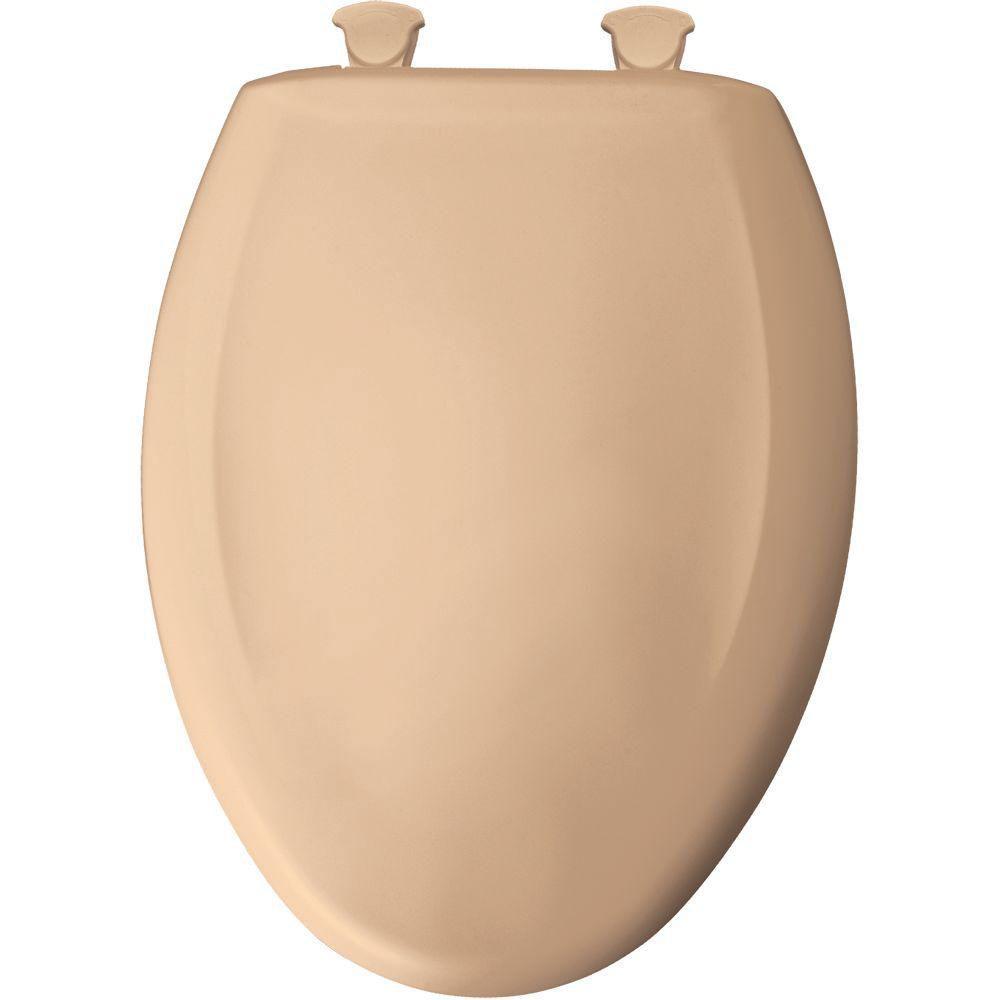 Bemis Slow Close STA TITE Elongated Toilet Seat - Soft Close Hinges, Durable Plastic, Peach Bisque Color - Perfect for Bathroom Upgrade & Home Renovation