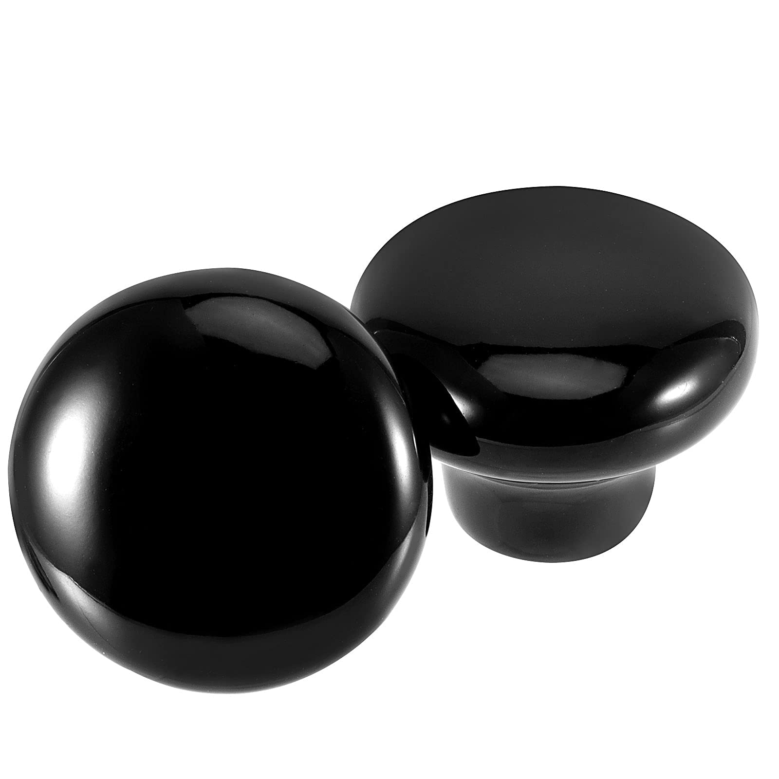 20 Pack Black Glossy Vintage Ceramic Cabinet Knobs - Premium Drawer Pull Handles with 20 Long Screws for Kitchen Cabinets, Bathroom Vanity, Dresser & Home Office Furniture (Durable & Stylish Hardware)