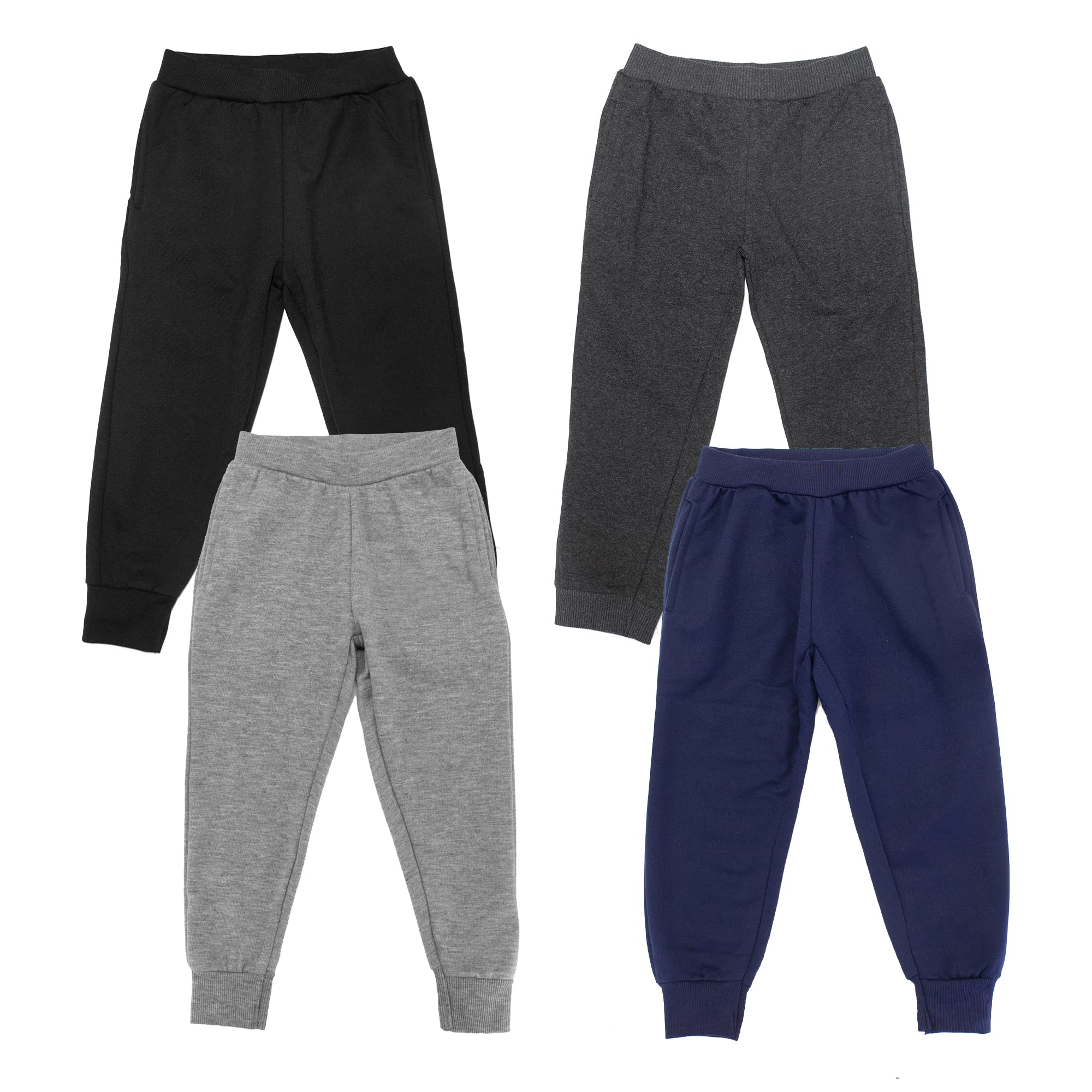 Studio 3 Boys' Sweatpants 4-Pack - Soft Fleece Jogger Pants for Kids, Activewear & Lounge Wear, Perfect for School, Sports, and Playtime