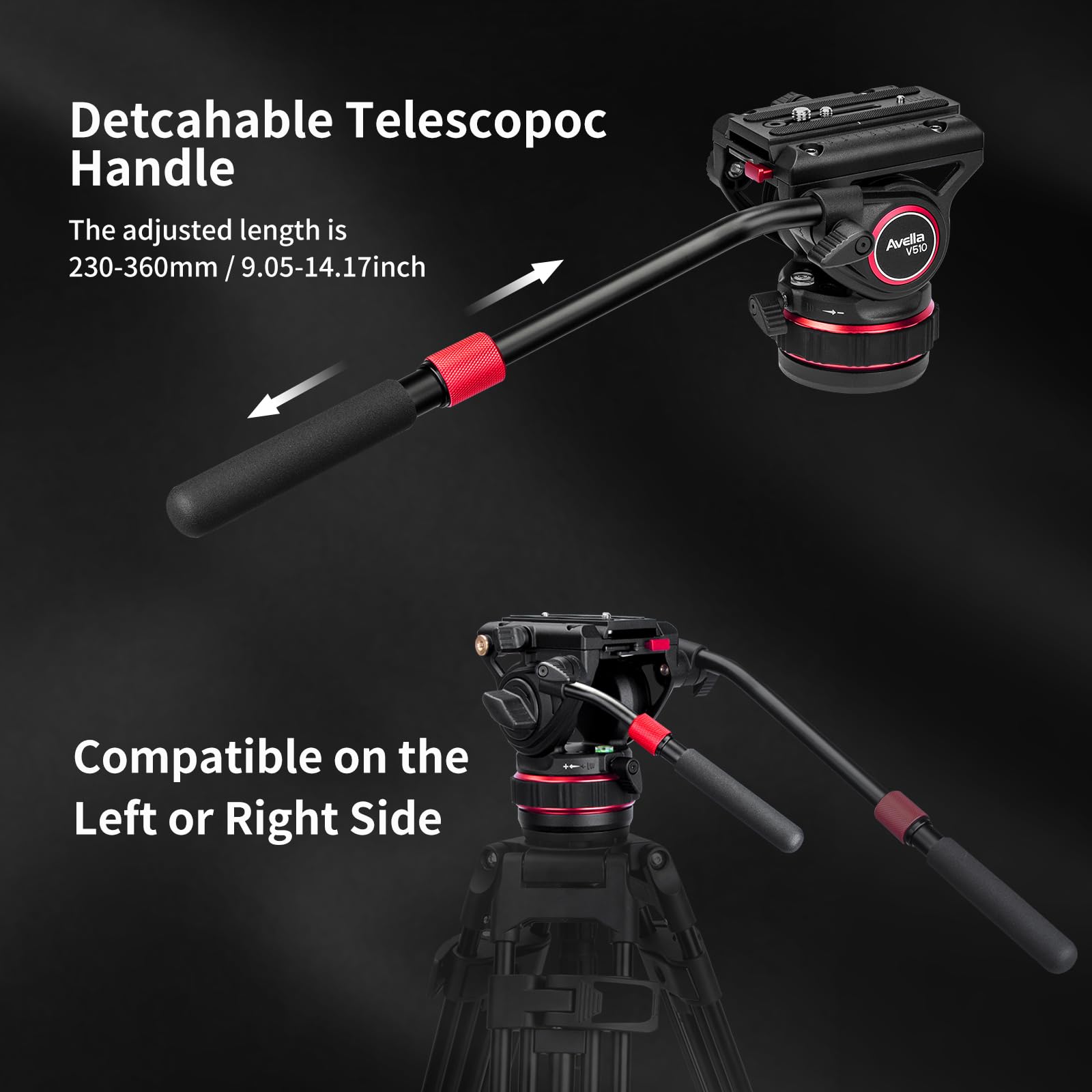 Avella Professional Video Tripod Fluid Head with Quick Release Plate - Heavy Duty 22lb/10kg Load Capacity - Compatible with DJI RS Gimbals, Manfrotto, Canon, Nikon, Sony, Olympus & Panasonic DSLR Cameras - Perfect for Videography, Live Streaming and Professional Photography
