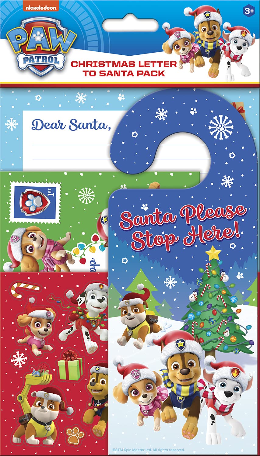Paw Patrol Santa Letter Pack with Door Hanger & Stickers - Christmas Gift for Kids