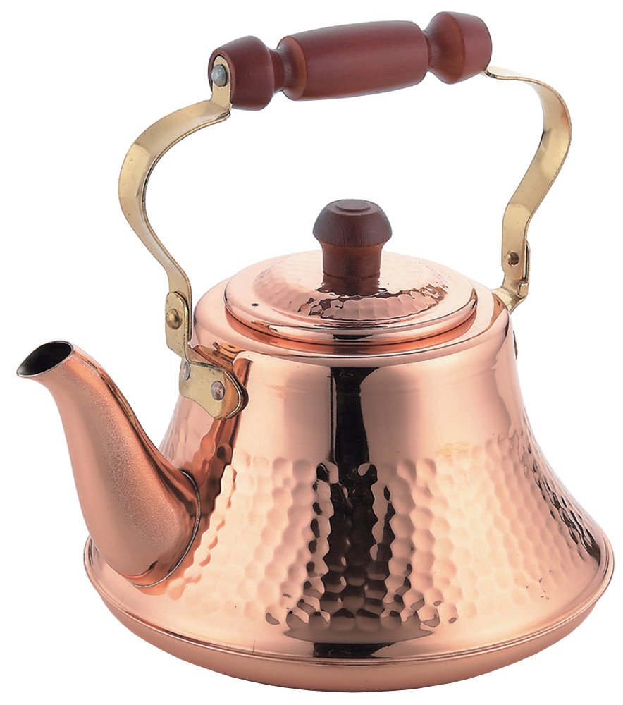 Takekoshi 2724AO Premium Copper Tea Kettle - 0.6 Gallon (2 Liter) Capacity - Classic Stovetop Teapot 7.7x9.1x8.7 Inches - Perfect for Home Kitchen, Afternoon Tea & Gift Giving