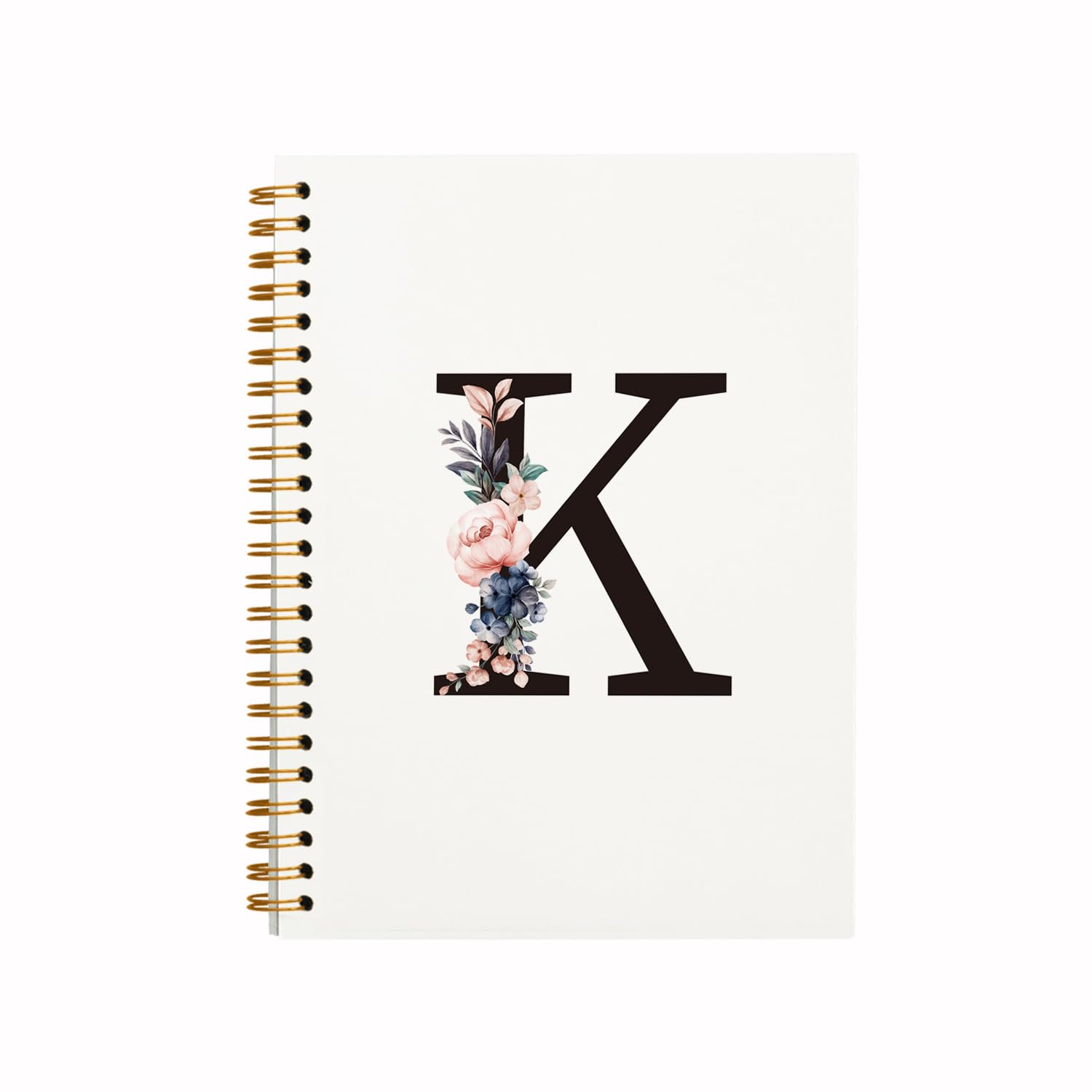QUICQOD Spiral Notebook - Personalized Letter K Hardcover Journal, 5.5x8.3 Inch Monogram Notebook for Reading, Writing & Journaling | Perfect Gift for Students, Writers & Book Lovers | Office, School & Home Use