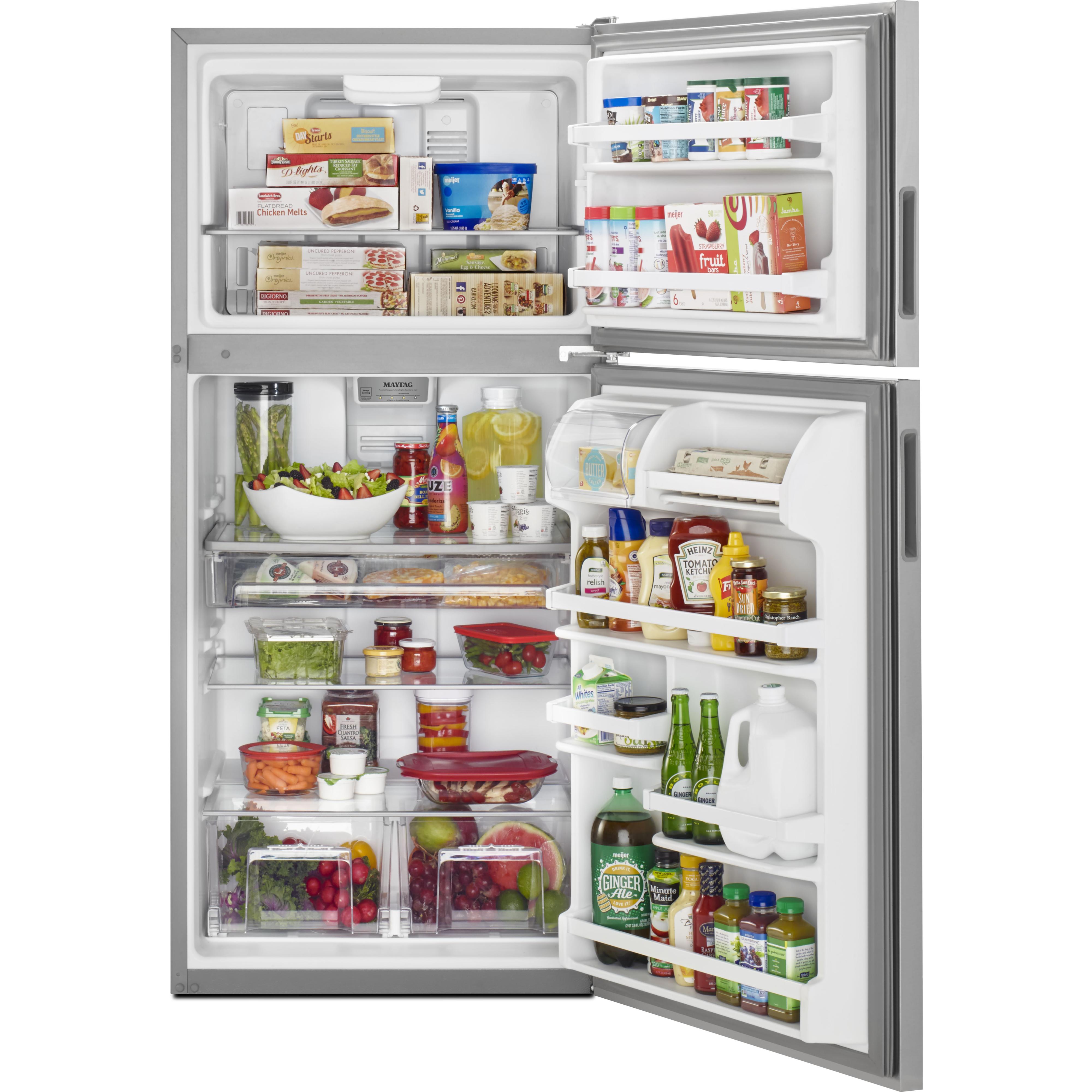 Maytag 30-Inch Top Freezer Refrigerator - 18 cu. ft. Capacity, Stainless Steel (MRT118FFFZ) - Perfect for Kitchens, Apartments & Small Spaces