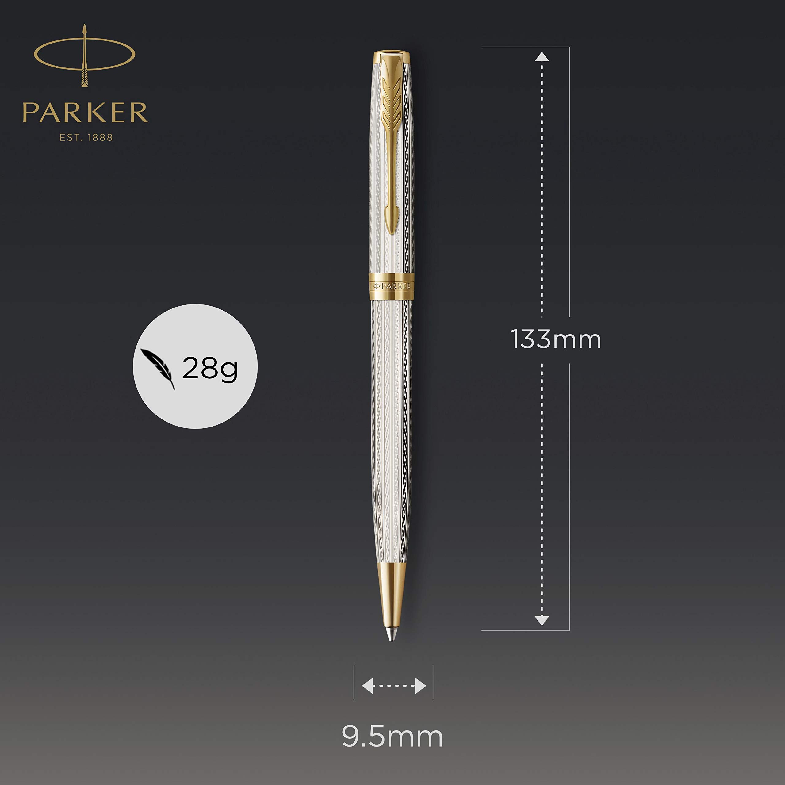 Parker Sonnet Ballpoint Pen - Premium Stainless Steel Luxury Writing Pen with Gift Box - Perfect for Business Gifts, Graduation Presents & Everyday Elegant Writing