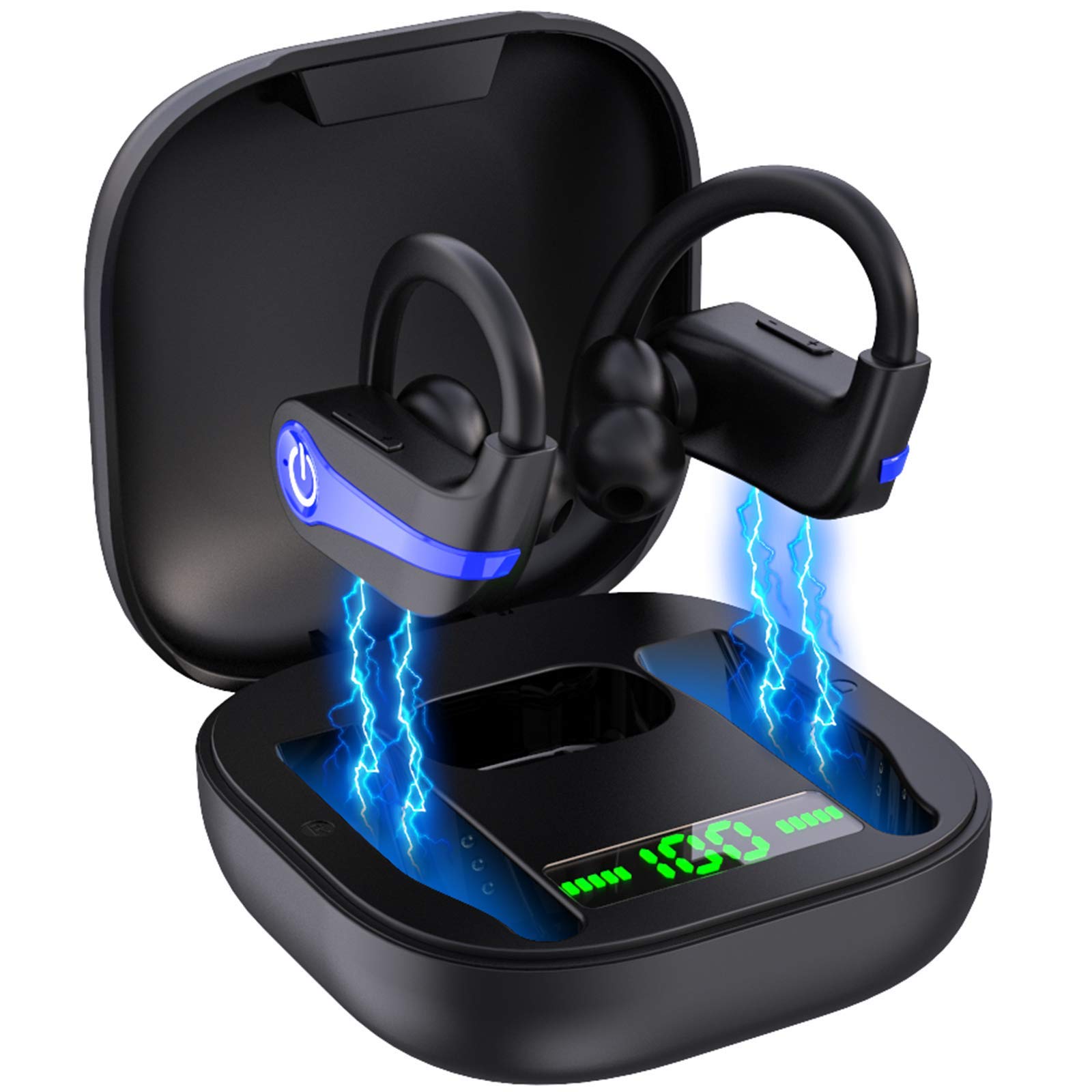Tsauuc Wireless Earbuds - Bluetooth 5.1 Sport Headphones with 50H Playtime, Deep Bass & Noise Cancelling | IP7 Waterproof Earhooks, Built-in Mic & USB-C Charging | Perfect for Running, Gym & Outdoor Activities