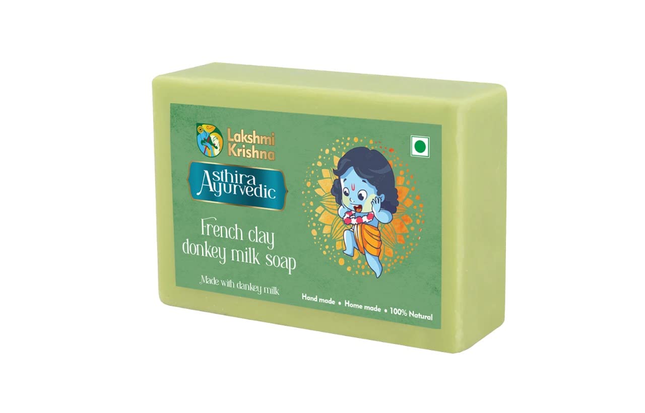 Luxury Natural Donkey Milk & French Green Clay Soap 100g - Hydrating & Brightening Face & Body Cleanser for Radiant Skin | Gentle Exfoliation, Perfect for Dry & Sensitive Skin Care Routine