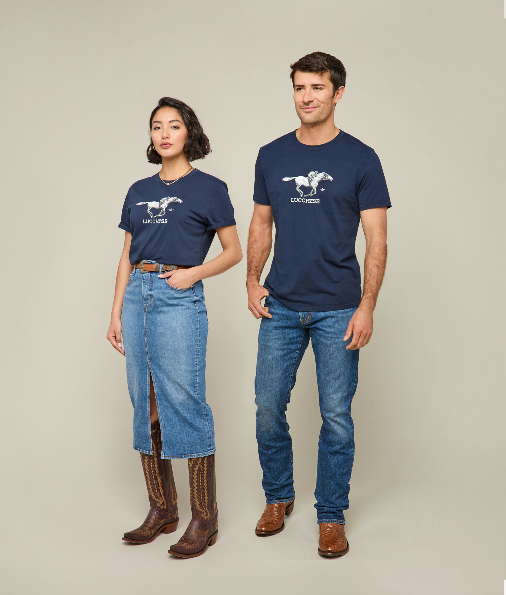 Lucchese Racehorse T-Shirt in Navy Blue - Stylish Comfort for Casual Wear & Western Fashion
