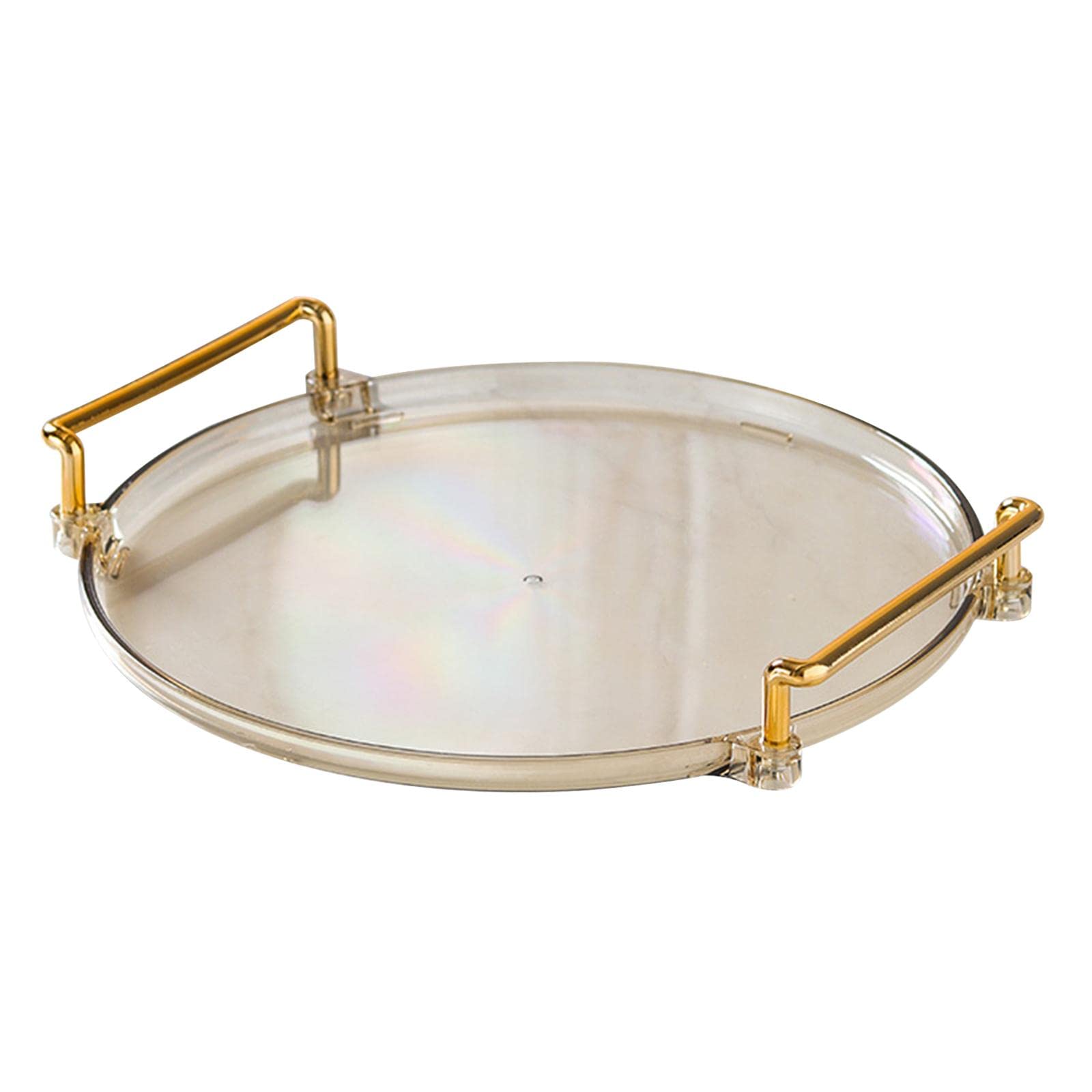 **Stainless Steel Serving Tray with Handles - Elegant Plated Dessert & Food Tray for Kitchen, Dining, Bathroom, Bedroom & Dressing Table Organization - Amber Finish - Perfect for Entertaining, Breakfast in Bed & Home Decor**