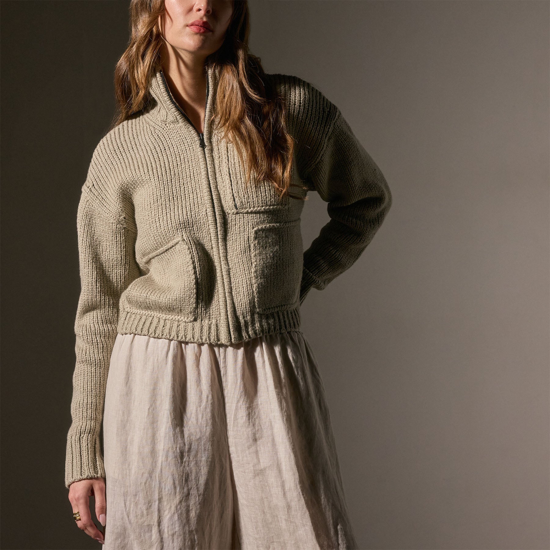 Cozy Cotton Knit Zip-Up Sweater for Women - Soft Casual Pullover with Front Zipper | Perfect for Fall Layering, Office Wear & Weekend Outfits
