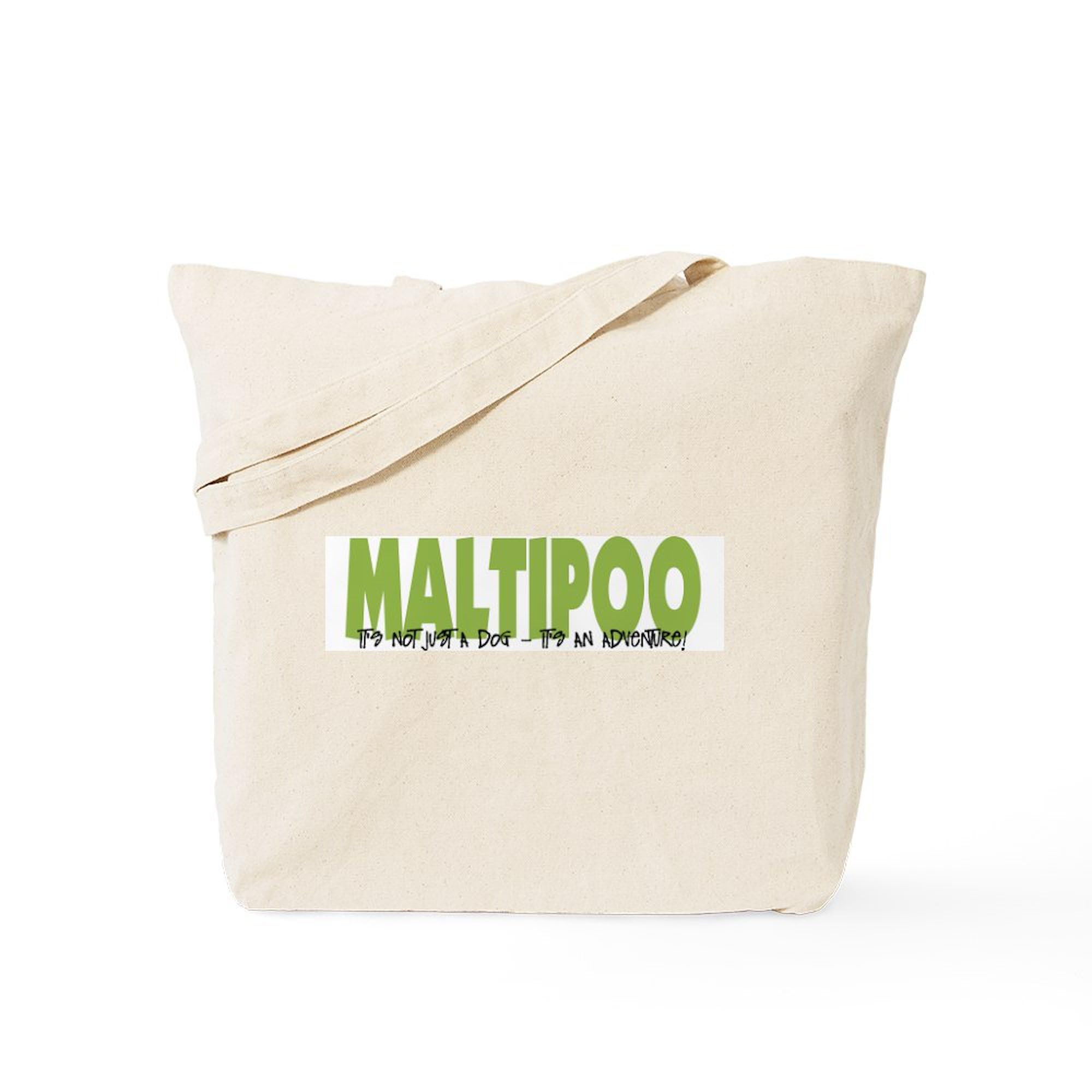 Premium Maltipoo Adventure Tote Bag - Natural Canvas Reusable Shopping Bag for Groceries, Beach & Daily Use