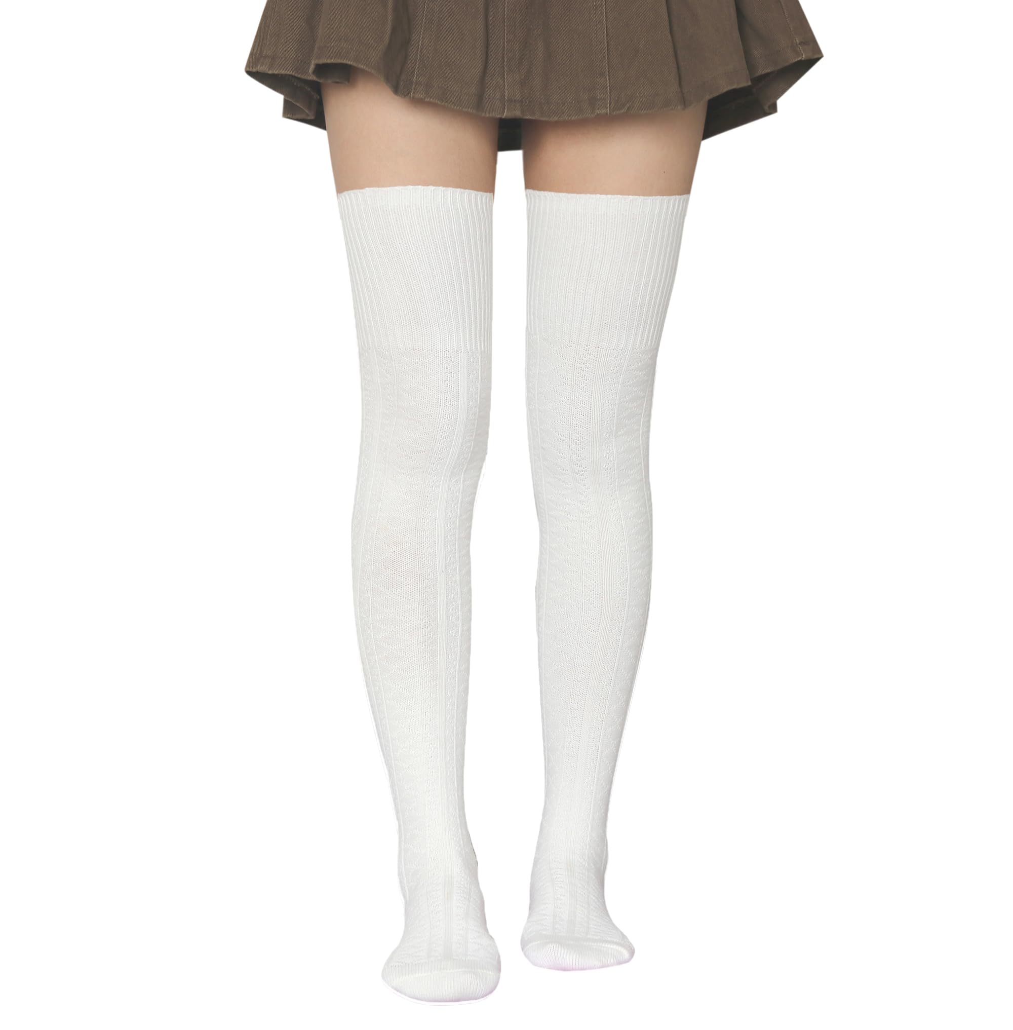 Bestjybt Women's Thigh High Socks - Cotton Cable Knit Over The Knee Boot Stockings, Long Warm Leg Warmers for Winter, Fall Fashion & Boot Pairing
