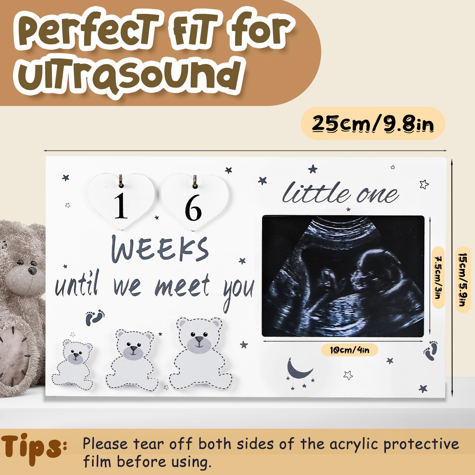 OurWarm Ultrasound Picture Frames - Baby Countdown Weeks & Announcement Sign - Perfect Gift for Expecting Moms