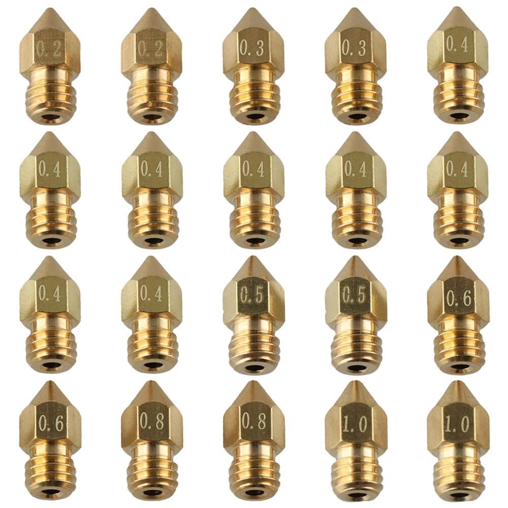 20PCS 3D Printer Nozzle Kit - Stainless Steel & Brass Extruder Nozzles with Cleaning Tools | High Temperature Resistant for 3D Printing, DIY Projects & Home Repairs