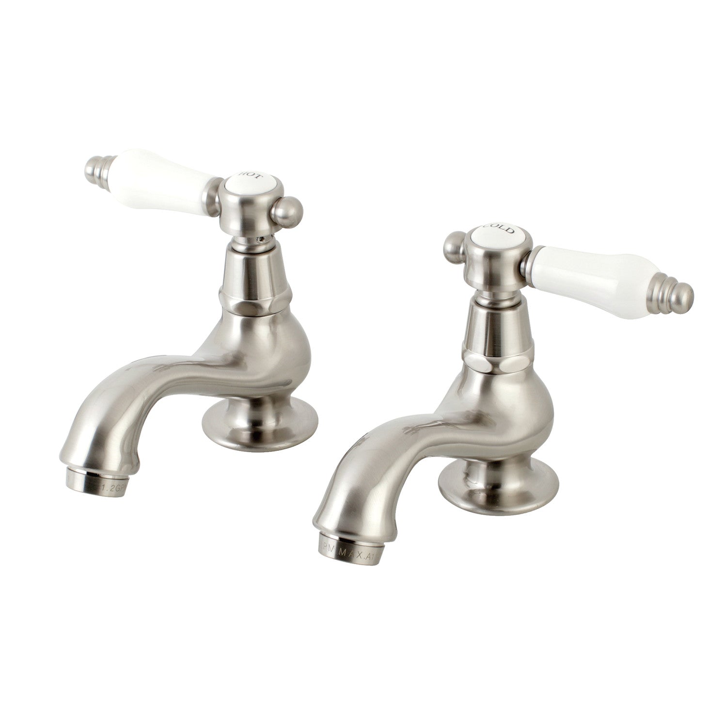 Bel Air KS1108BPL Brushed Nickel Two Handle Deck Mount Bathroom Sink Faucet - Perfect for Modern Vanities and Powder Rooms