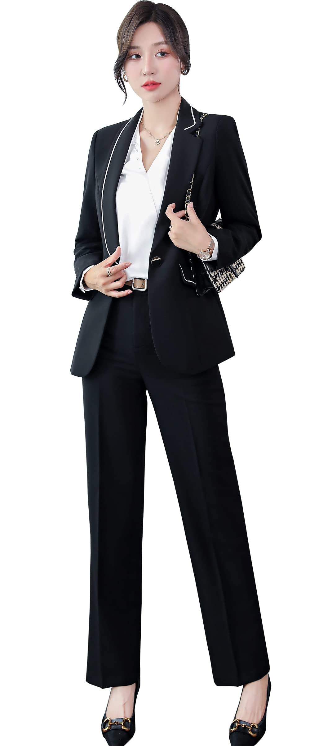 Women's Professional Blazer Suit Set - Solid Color Two-Piece Work Pant Suit for Business Office & Formal Occasions | Perfect for Corporate Meetings, Interviews & Office Wear