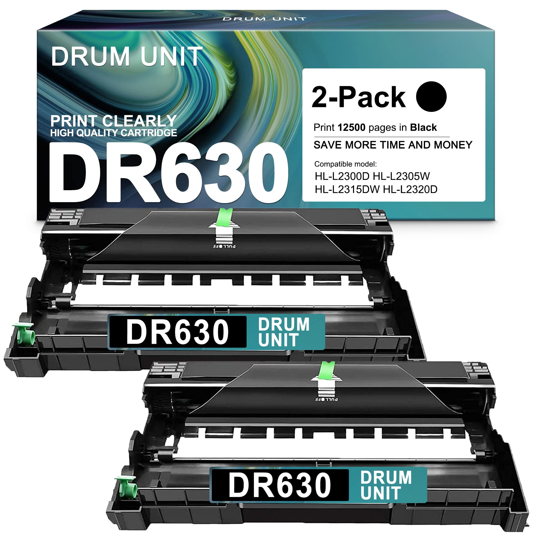 Brother DR630 Drum Unit Replacement (2-Pack) - Compatible with HL-L2300D, L2315DW & More - For Home & Office Printing